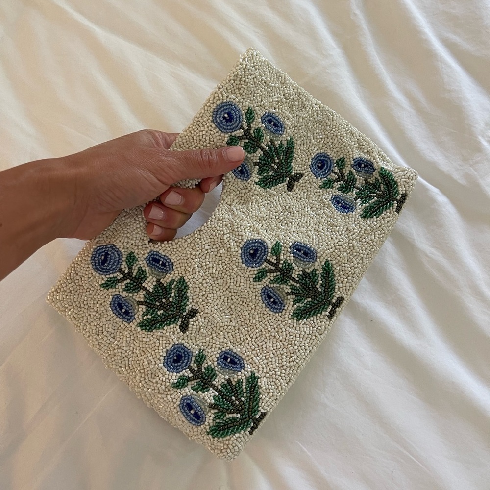 Beaded Floral Clutch Handbag